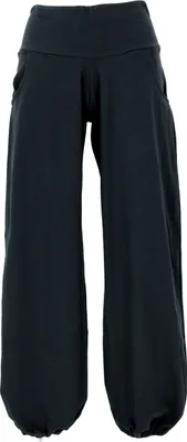 Produktbild von Yogahose aus Baumwolle, Pluderhose - Schwarz, Damen, Baumwolle(Bio),Elasthan, Größe: L