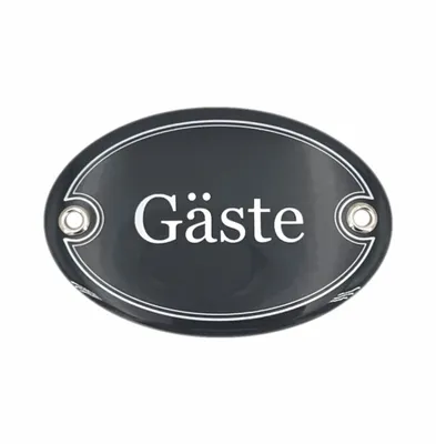 Produktbild von Emaille Türschild GÄSTE oval 7x10 cm Schild Emailschild Vintage Metallschild - Blechschild - Küchendeko - Deko Retro Wandschild (Dunkelgrau)