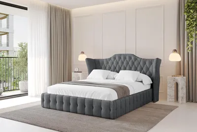 Produktbild von ALTDECOR Polsterbett mit Bettkasten - MODY - 180x200 Dunkelgrau - Bett mit Matratze H3/H4, Kopfteil, Boxbett, Lattenrost, Doppelbett mit Stauraum D66