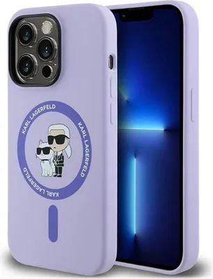 Produktbild von Karl Lagerfeld KLHMP14LSCMKCRHU iPhone 14 Pro 6.1" lila hardcase Silicone Karl&Choupette Heads Ring MagSafe Schutzhülle