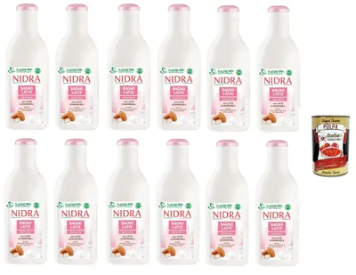 Produktbild von Nidra Bagnolatte Delicato Duschgel Hilft, die Haut mit Feuchtigkeit zu versorgen und zu reinigen mit Milchproteine und Mandelmilch 12x 750ml + Italian Gourmet polpa 400g