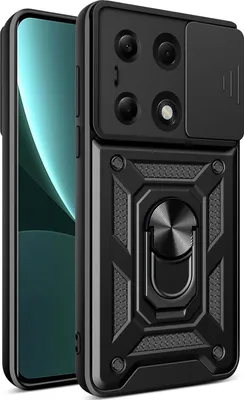 Image de Etui pour Xiaomi Redmi Note 13 Pro 4G, étui en silicone avec anneau de protection, protection de l'appareil photo, noir