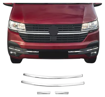 Produktbild von Kühlergrill Leisten für VW T6.1 Transporter 2019-2024 Highline Chrom 4x, KI-generiertes Bild