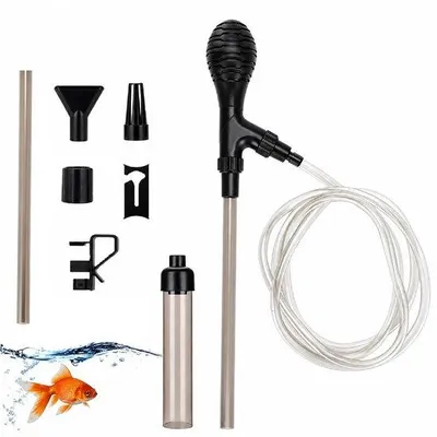 Produktbild von Mulmabsauger für Aquarien, Bodensauger mit Pumpe und Rückschlagventil, 3 Aufsätze, 2 Meter Schlauch, Schlauchhalterung für einfache Bodensaugung