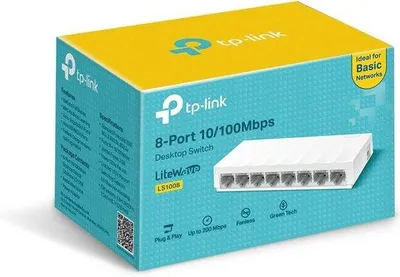 Obrázok produktu pre 8-portový stolný prepínač 100 Mbps s automatickým rokovaním