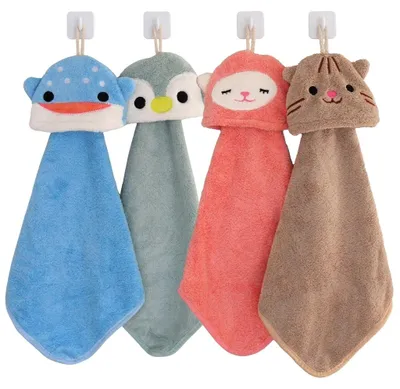Immagine prodotto di DEKAZIA® Set da 4 salviette per bambini con motivi di animali - Asciugamano in microfibra per bambini  Guanto da bagno con faccine di animali - Morbidi asciugamani da bagno per neonati  e bambini piccoli