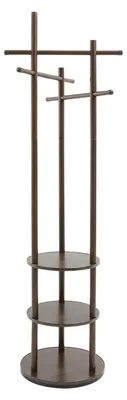 Immagine prodotto di Portaoggetti da ingresso - Modello da terra - Girevole a 360° - Portaoggetti da ingresso con 3 ripiani - MDF e legno massello fino a 10 kg - Altezza 171 cm - Noce