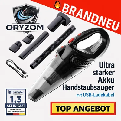 Obrázok produktu pre Oryzom™ Nabíjateľný ručný vysávač Ultra výkonný bezdrôtový vysávač do auta a domácnosti USB nabíjačka
