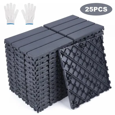 Produktbild von 25 Stück Terrassenfliesen, 30x30cm Bodenfliesen, wetterfest Garten Terrasse Terrassendielen Bodenbelag für Terrasse Balkon,Boden Terrassenfliesen mit Klicksystem,Grau