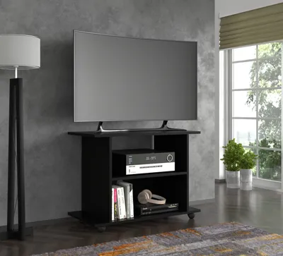 Image de Meuble TV mobile YOGI, finition noire mate