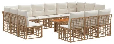 Produktbild von vidaXL Gartensofa-set 14 stk. Natürlich und Cremweiß Poly-Rattan