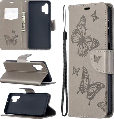 Produktbild von Mobigear Butterfly  Samsung Galaxy A32 5G Hülle Klapphülle Geldbörse - Grau