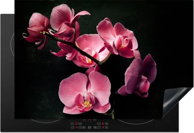 Produktbild von KitchenYeah© Herdabdeckplatte Pflanzen - Orchidee - Blumen - Rosa , 78x52cm, Küche Deko, Glaskeramikkochfeld Herdabdeckung, Abdeckplatte fùr Kochfeld