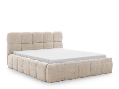 Produktbild von FURNISTAR Polsterbett SOFIA 140x200 mit Bettkasten, Bubble Bett, Doppelbett mit Stauraum, Lattenrost, Boxspringbett-Optik, ohne Matratze- Creme