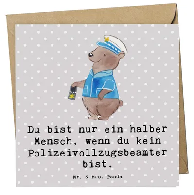Produktbild von Mr. & Mrs. Panda Grußkarte Polizeivollzugsbeamter Herz - Grau Pastell - Geschenk, Polizist, doppelkarte, Glückwunschkarte, Polizei, faltkarte, anlasskarte, Klappkarte