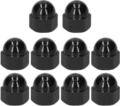 Image de Couvercles de protection cylindriques en plastique M10 pour quincaillerie industrielle, noir, lot de 10