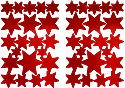 Produktbild von Oblique Unique 42 Sterne Sticker Stern Aufkleber für Weihnachten Weihnachtsdeko Geschenkdeko Basteln Glänzend - rot