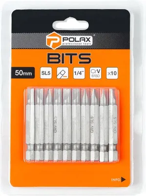 Zdjęcie produktu dla Zestaw bitów 50mm SL5 1/4" 6150CRV (10 szt) Polax