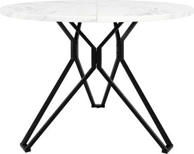 Produktbild von Kuechen-Esstisch Runder Esstisch 100x100x76cm Couchtisch Stilvolle Metallbeine MDF Marmor-Tischplatte Schwarz Geeignet fuer Esszimmer und Wohnzimmer