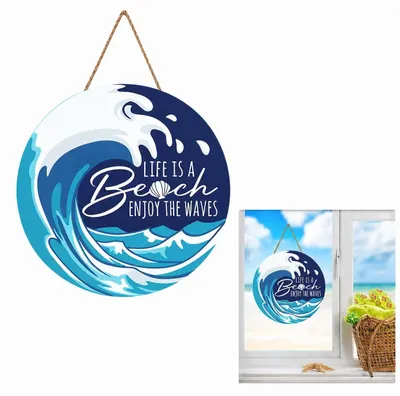 Holz-Hängedeko mit Surfdesign, Strandmotiv, 1 Stück