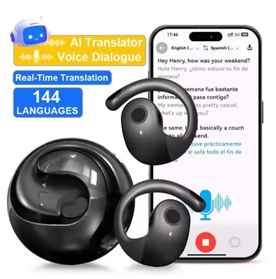 Produktbild von Drahtlose Bluetooth-Kopfhörer mit KI-Echtzeit-Übersetzungsfunktion, die die Übersetzung von über 100 Sprachen unterstützen