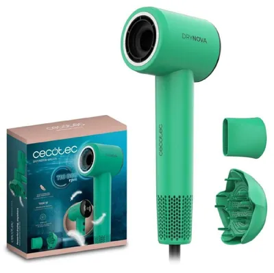 Obrázek produktu pro Cecotec Kompakter und Leichter Haartrockner DryNova Green Leaf. 1600W, 110000RPM, Brushless-Motor, Diffusor und Konzentrator, Ionen-Generator, Leise und Langlebig, 4 Temperatureinstellungen
