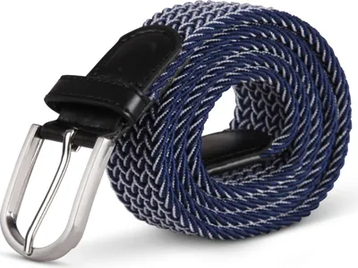 Immagine prodotto di cintura elastica hemmy (lunghezza: 105cm) cintura intrecciata blu e bianca - cintura in tessuto elastico cintura elastica senza fori unisex regolabile in continuo