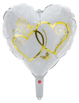 Produktbild von Folienballon Gold Herzen weiß-gold Ø 45 cm