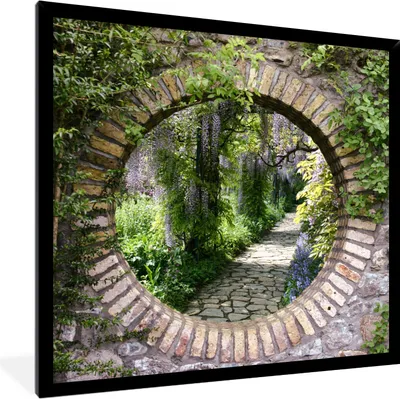Produktbild von MuchoWow® Gerahmtes Poster Wald - Steine - Durchblick - Pfad 40x40 cm - Poster mit Schwarzem Bilderrahmen Wandposter Rahmen Foto Bilder - Mit Rahmen - Wanddekoration Schlafzimmer