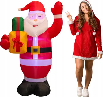 Zdjęcie produktu dla Mikołaj nadmuchiwany ŚWIECĄCY DUŻY pompowany LED 150 cm dmuchaniec JUMIhome
