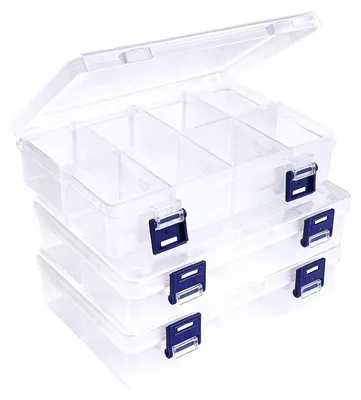 Obrázek produktu pro Omgoods - 3 kusy plastových organizérů na šperky s nastavitelnými přihrádkami