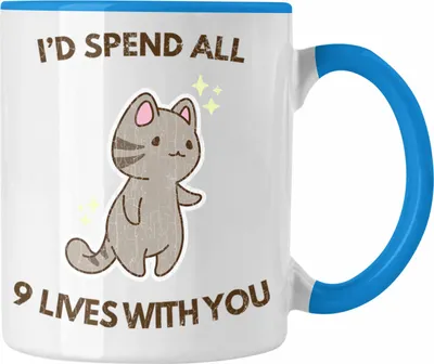 Produktbild von Trendation - Valentinstag Tasse Geschenk für Ihn Sie Lustig Katzenliebhaber Geschenkidee Becher Freund Freundin Liebe Paare (Blau)