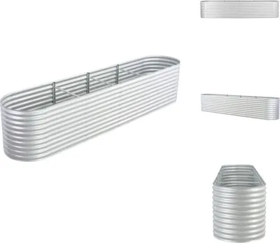 Produktbild von vidaXL Garten-Hochbeet 400 x 80 x 81 cm Verzinkter Stahl Silbern -  Blumentöpfe & Pflanzgefäße