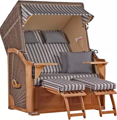 Produktbild von Strandkorb Nordstrand Teak PE grey Dessin 545