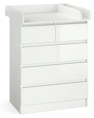 Produktbild von Wickelkommode Vicco Emma Weiß/Weiß Hochglanz 80 x 110.2 cm mit 5 Schubladen, Model 51738