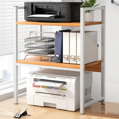 Immagine prodotto di Scaffale da Scrivania Multiuso 3 Ripiani 53x35x80 cm per Stampante Ufficio in MDF Legno e Bianco