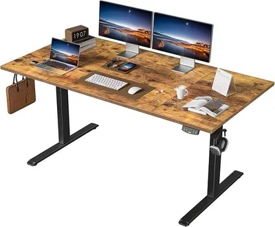 Produktbild von Höhenverstellbarer Schreibtisch 160 x 80 cm, Stabiler Schreibtisch Höhenverstellbar Elektrisch mit Memory-Handsteuerung, Ergonomischer Steh-Sitz Tisch Computertisch, Braun