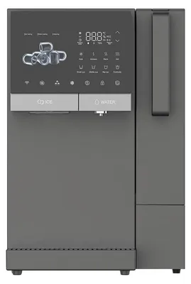 Obrázek produktu pro Vodní dávkovač s generátorem ledu ELIXIR Ice, 2100W, ohřev 18 l/h, chlazení 2.5 l/h, 4-90°C, 3stupňová filtrace, dotyková obrazovka, UVC, kompresorový, tmavě šedý