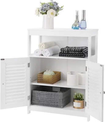 Produktbild von Szafka łazienkowa biała 60 cm styl skandynawski 4 półki MDF odporna na wilgoć
