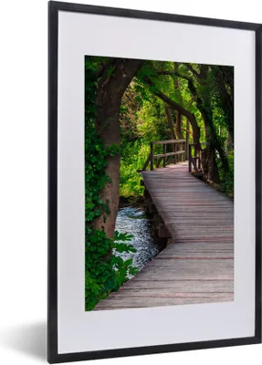 Produktbild von MuchoWow® Gerahmtes Poster Wald - Natur - Brücke 40x60 cm - Poster mit Schwarzem Bilderrahmen Wandposter Rahmen Foto Bilder - Poster in Rahmen