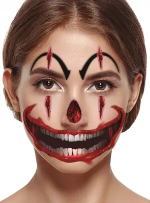 Immagine prodotto di Tatuaggio temporaneo viso clown - horror - Halloween - 6 pz