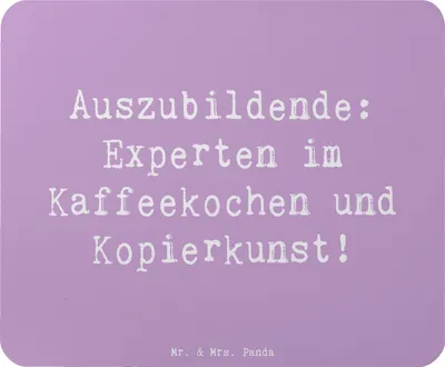 Produktbild von Mr. & Mrs. Panda laptop mauspad Spruch Auszubildende Kaffeekünstler - Lavendeltraum - Geschenk, mousepad, pc, Beruf, Berufsausbildung, Berufe, Alltagsheld, Berufsalltag