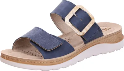 Produktbild von Rohde Damen Pantolette mit schöner Zierschnalle und Klettverschluss Baviera 1301, Größe:41 EU, Farbe:Blau