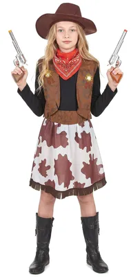 Produktbild von Klassisches Cowgirl Kinderkostüm Wildwest braun-weiss - 134/140 (10-12 Jahre)