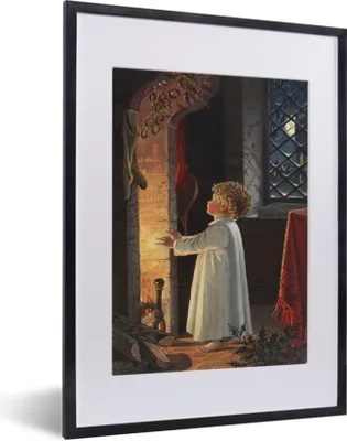 Produktbild von MuchoWow® Gerahmtes Poster Kunst - Weihnachten - Kind 30x40 cm - Poster mit Schwarzem Bilderrahmen Wandposter Rahmen Foto Bilder - Wandposter Schlafzimmer