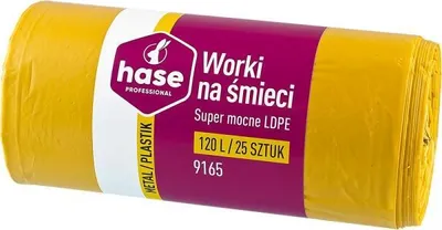 Zdjęcie produktu dla Worki do segregacji 120l plastik/metal HASE SUPER MOCNE 25 szt. żółte