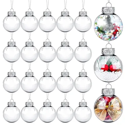 Produktbild von Weihnachtskugeln 20 Stück, befüllbar, DIY, 6cm, Kunststoff, transparent