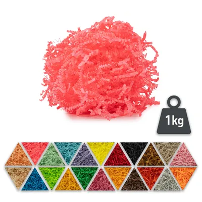 Immagine prodotto di Materiale di riempimento in carta rosa neon 1 kg - materiale da imballaggio biodegradabile, ideale come riempimento decorativo per scatole e cesti regalo