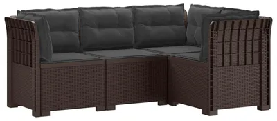 Zdjęcie produktu dla VidaXL: Sofa ogrodowa dla 4 osób z poduszkami, imitująca rattan, kolor brązowy