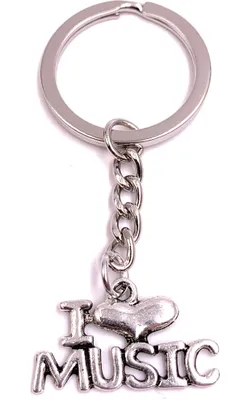 Image de Onwomania Porte-clés Love Music J'aime la musique Argent Métal Pendentif Charm
